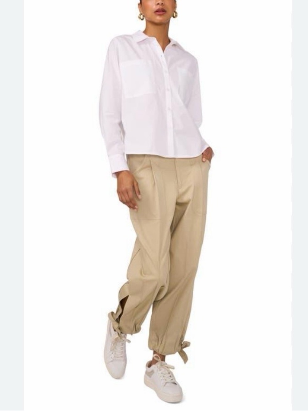 Parker Tan Pants Natural high waist ankle tie